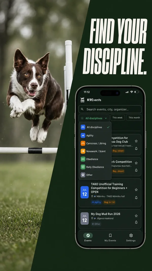 K9Events event list screen